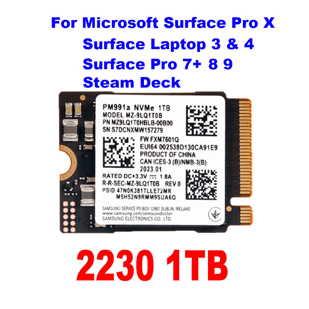 M2 2230 Para Laptop 512gb 256gb Surface Pro 7/8/DELL/Steam Deck