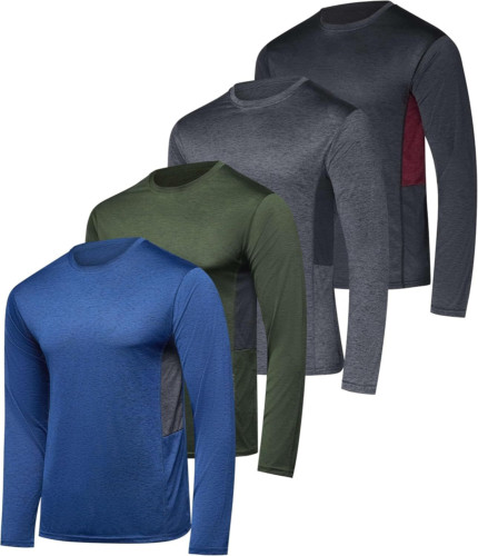 Real Essentials 4 Pack: Men's Dry-Fit UV Moisture Wicking UPF Medium, Set D