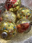VTG Giltter Mercury Glass Christmas Mixed Ornaments Round Tear Drop Lot Of 6 — photo 2