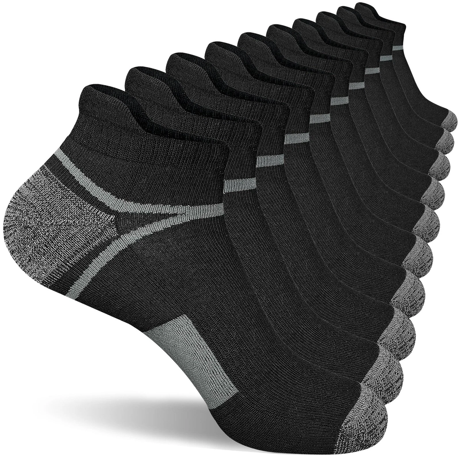 Cushioned Ankle Socks 5 Pairs Black AntiBlister