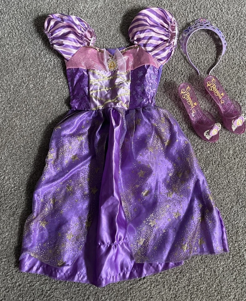 Disney Princesa Rapunzel Disfraz Enredado Talla 4-6 con Zapatos, Corona Foto 2 de 4