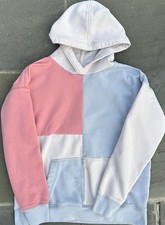 Abercrombie Kids Girls Hooded Sweatshirt Hoodie Size 13/14 Large pink blue tan