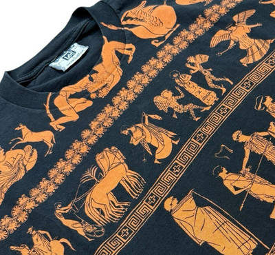 Vtg Lee Total Cotton Greek Mythology 90s T Shirt AOP Art Print L Made In USA