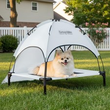 S/M/L Outdoor Elevated Dog Cot with Canopy  Side Shade for Camping Small Med...