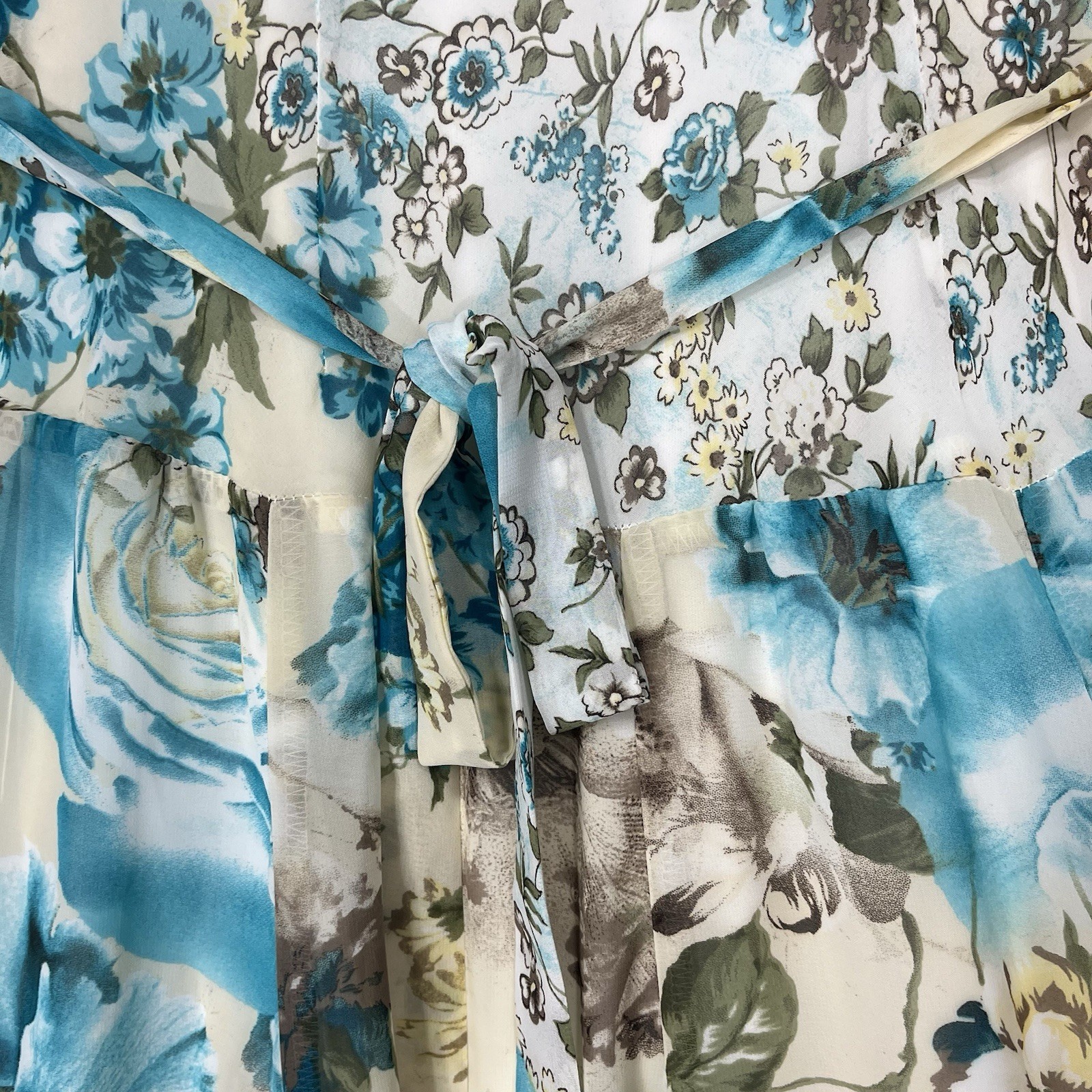 Rabbit Rabbit Rabbit Dress Size 8 Blue Floral Slip Sundress Sheer Lined Fairy