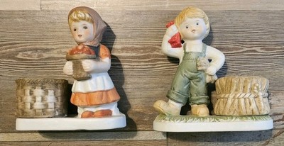 2 VINTAGE LITTLE DARLINGS CANDLE/MATCH/TOOTHPICK HOLDERS