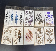 Set of 10 Sheets Waterproof Temporary Tattoos Arm  Body Art 4x2.5"