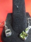 925 leverback Hebei Peridot Earrings 2.5x4.5 mm marquis cut, 6x6mm square cushio — photo 3
