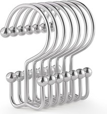 24 Pcs Rust-Proof Silver Shower Curtain Hooks, Double Glide Rings for Rods
