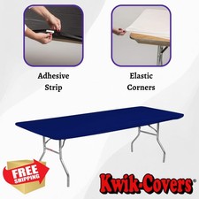 Kwik-Covers 8' Rectangle Plastic Table Covers, 30x96", 5 Pack Navy
