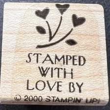 STAMPED with LOVE By Heart Flowers Words Stampin' Up! WOOD Mounted RUBBER STAMP