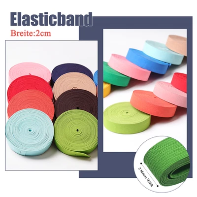 HOMEDIYER 2cm Weite Flache Gummiband - Farbige Gummibänder Hochdehnbar Vielseitig