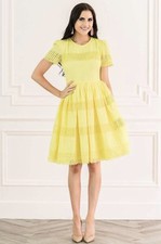 Rachel Parcell Citron Dress Size Small Lined Eyelet Lace Yellow