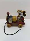 Mickey Mouse Watch Disney Fossil Silver Watch and Wood Toy Train 1994 New