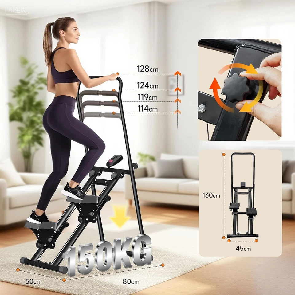 Stair Stepper Fitness, Stepper Verticale Pieghevole Con Display LCD, Attrezzo Pr - Immagine 3 di 4