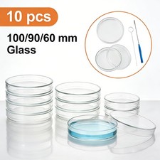 60/90/100mm Glass Lab Petri Dishes with Lids Autoclavable Petri Plates Reusable