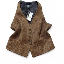 Vintage New York & Company Brown Tweed Vest, Women’s Size 2
