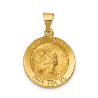 14k Gelbgold Heiliger Franziskus Medaillon Anhänger Katholisch Religiös Halskette Char