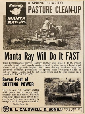 1967 AD.(XH88)~E.L. CALDWELL SONS CO. CORPUS CHRISTI, TX. MANTA RAY CLEANER