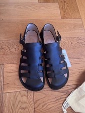 Loewe Campo Fisherman Sandals Black Leather EU44