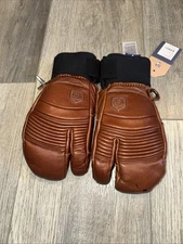 Hestra Fall Line Leather 3 Finger Glove /Brown Mens Size 8 Tags Not Attached!