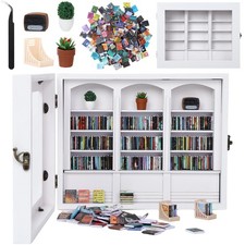 Large White Anxiety Bookshelf Mini Books Display Miniature Library Decor