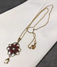 Vintage Amco Victorian Style 120 14k Gold Filled Garnet Red Pendant Necklace Vintage Amco Victorian Style 120 14k Gold Filled Garnet Red Pendant Necklace