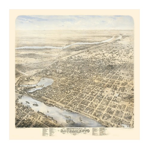 Old Map of Sacramento, CA 1870 - Vintage Sacramento Californ - Picture 6 of 29