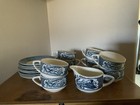 Vintage Courier & Ives  - 8 - 6” SAUCERS, 8 CUPS & Creamer — photo 1
