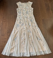 Adrianna Papell Embellished Sequin Mesh Dress NWT Pearls, Beads, Lined Dress