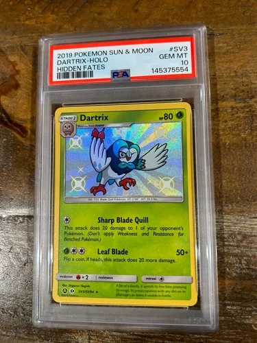 POKEMON 2019 Sun Moon Hidden Fates DARTRIX  Holo  #SV3 PSA 10 Gem Mint RARE
