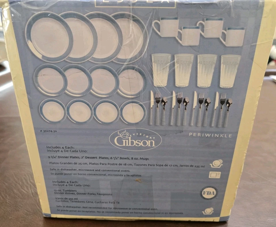 ПОЛНЫЙ ОБЕДЕННЫЙ НАБОР GIBSON ESSEX ИЗ 32 ПРЕДМЕТОВ ПЕРВОКЛАССНЫЙ НАБОР СТОЛОВОЙ ПОСУДЫ С ПОСУДОЙ - Изображение 2 из 4