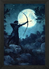 Archer Under Moonlight Framed Wall Art Poster Canvas Print Picture