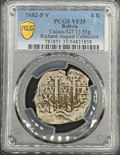 1682-P V 4 Reales Cob Spanish Colonial Bolivia PCGS VF-35 *3 Dates*