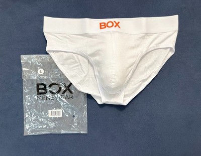 BOX Menswear - Size L -Ribbed Modal Brief with Contoured Pouch - White/Orange