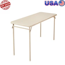 Folding Table Vinyl Top Steel Frame Lightweight Easy Storage Indoor Use