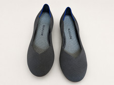 Rothy s The Flat Women s Size 9 Gray Knit Ballet Flats Blue Trim Slip On