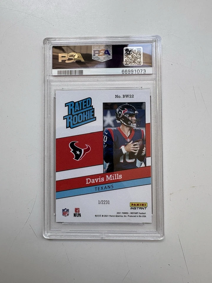 2021 Panini Instant DAVIS MILLS Rated Rookie Retro RC #BW22 PSA 10 GEM MINT - Image 2 of 2