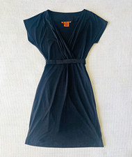Tory Burch Garnet Dress 100% Silk V back black belted Small Lined