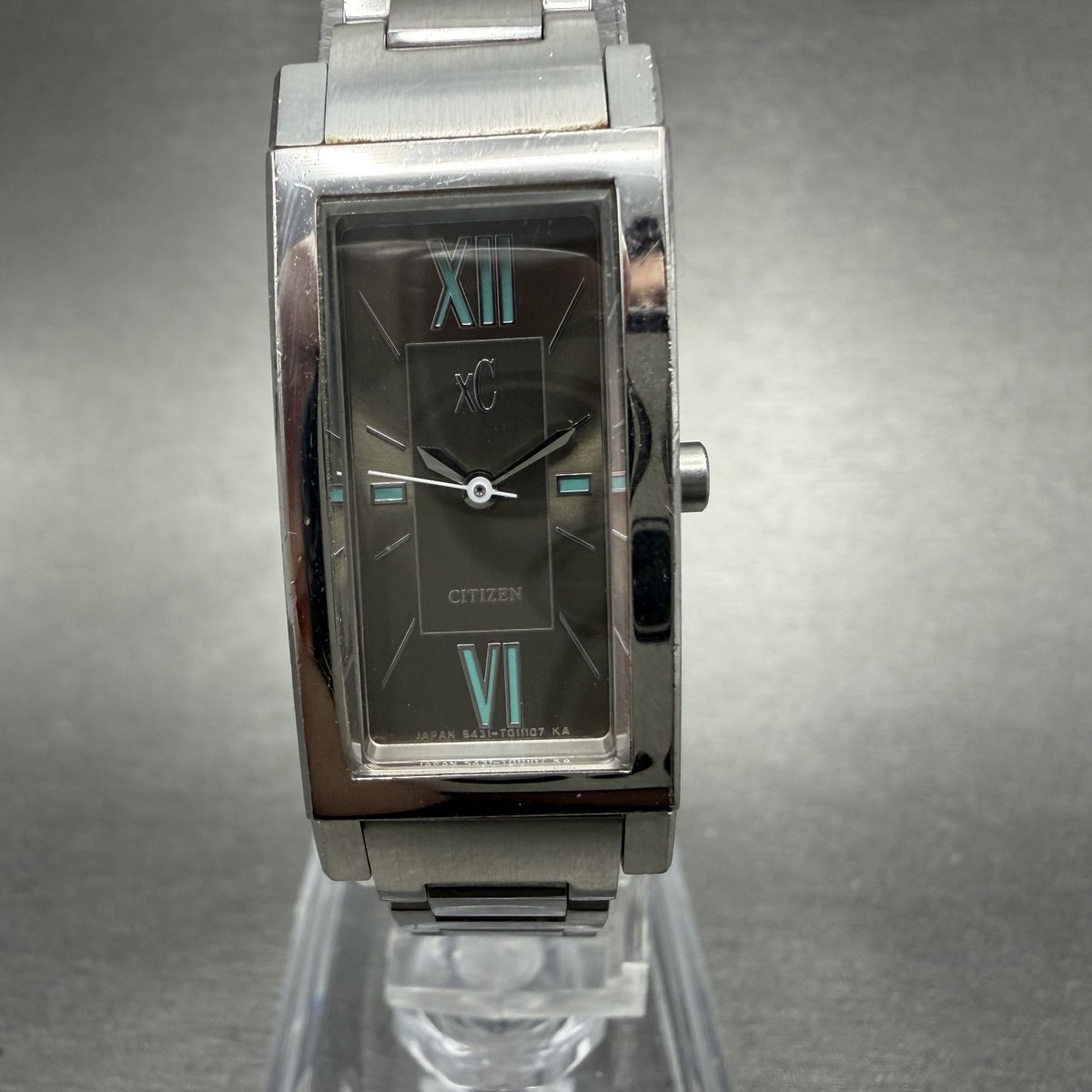 Citizen XC Tank Watch Women 16mm Gray Dial Silver Tone Rectangle