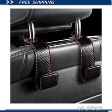 2-pack Carbon Fiber Headrest Hooks Car Seats Microfiber Leather
