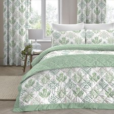 Image of Dreams & Drapes Emily Botanical Quilted Bedspread Bedding Bedroom Coverlet UK