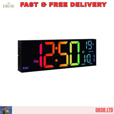 16'' große digitale Jumbo-LED-Wanduhr Wecker Kalender Temperatur Datum Dimmer UK