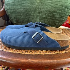 NWOB Birkenstock Boston Navy Corduroy Soft Footbed Slip On Clog Shoes