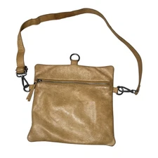Latico Crossbody Soft Pebbled Leather Tan Removable Strap Handmade in India