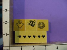 4 stamps wood and foam Bear Fish wreath Heart border 32X