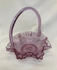 Fenton Rose Dusty Rose Pink Glass Basket Ruffles 8"