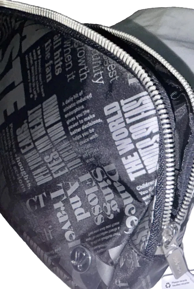 NWT Lululemon Everywhere Belt Bag 1L Black Silver Manifesto Print