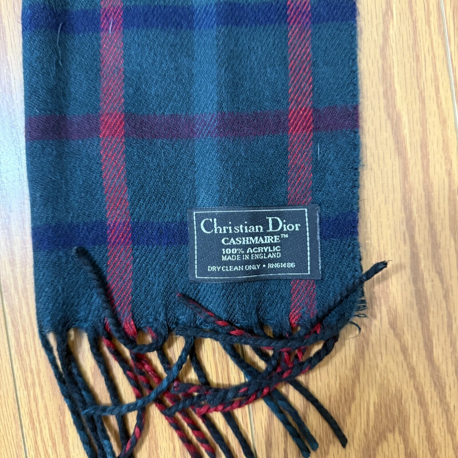Christian Dior Monsieur Cashmaire Foulard Vert Rouge Bleu Plaid