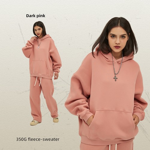 Sweatshirt Winter Loose Plus Velvet Weatshirt Unisex Oversize Thickened Hooded - Picture 14 of 35